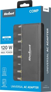 Zasilacz do laptopa Rebel Zasilacz uniwersalny Rebel 10 końcówek 120 W 12-19.5 V automatyczny 4