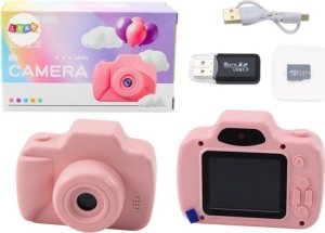 LeanToys Aparat Dla Dzieci Zdjęcia Nagrywanie Gry Karta Pamięci 64GB Różowy 1