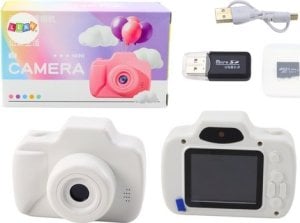 LeanToys Aparat Dla Dzieci Zdjęcia Nagrywanie Gry Karta Pamięci 64GB Biały 1