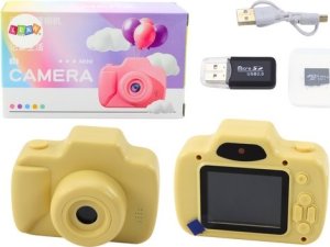 LeanToys Aparat Dla Dzieci Zdjęcia Nagrywanie Gry Karta Pamięci 64GB Żółty 1