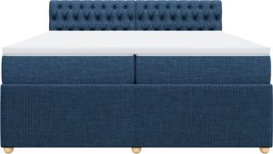 vidaXL Łóżko kontynentalne z materacem, niebieskie, tkanina 200x200 cm 4