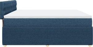 vidaXL Łóżko kontynentalne z materacem, niebieskie, tkanina 200x200 cm 5
