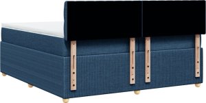 vidaXL Łóżko kontynentalne z materacem, niebieskie, tkanina 200x200 cm 6