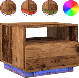 vidaXL vidaXL Stolik kawowy z oświetleniem LED, stare drewno, 50x49x40 cm 2