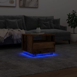 vidaXL vidaXL Stolik kawowy z oświetleniem LED, stare drewno, 50x49x40 cm 5