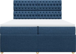 vidaXL vidaXL Łóżko kontynentalne z materacem, niebieskie, tkanina 200x200 cm 5
