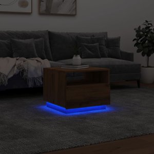 vidaXL vidaXL Stolik kawowy z podświetleniem LED, dąb artisan, 50x49x40 cm 5