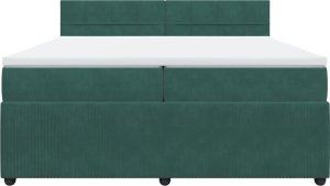 vidaXL Łóżko kontynentalne z materacem, zielone, aksamit, 200x200 cm 4