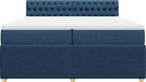 vidaXL vidaXL Łóżko kontynentalne z materacem, niebieskie, tkanina 200x200 cm 6