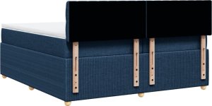 vidaXL vidaXL Łóżko kontynentalne z materacem, niebieskie, tkanina 200x200 cm 8