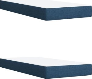 vidaXL vidaXL Łóżko kontynentalne z materacem, niebieskie, tkanina 200x200 cm 10