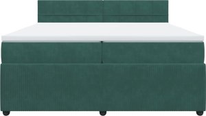 vidaXL vidaXL Łóżko kontynentalne z materacem, zielone, aksamit, 200x200 cm 6