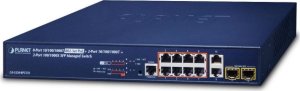 Switch Planet PLANET GS-5220-8P2T2S łącza sieciowe Zarządzany L2+ Gigabit Ethernet (10/100/1000) Obsługa PoE 1U Niebieski 1