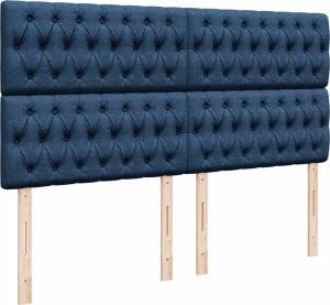 vidaXL Łóżko kontynentalne z materacem, niebieskie, tkanina 200x200 cm 7