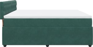 vidaXL Łóżko kontynentalne z materacem, zielone, aksamit, 200x200 cm 7