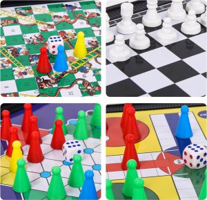 Swede ZESTAW GIER PLANSZOWYCH MAGNETYCZNYCH 3W1 PODRÓŻNE SZACHY CHIŃCZYK DRABINKI HALMA 2