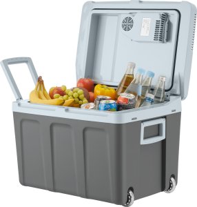 Lodówka turystyczna Tectake Elektryczna lodówka i podgrzewacz z uchwytami i kółkami, 40 l - szary 4