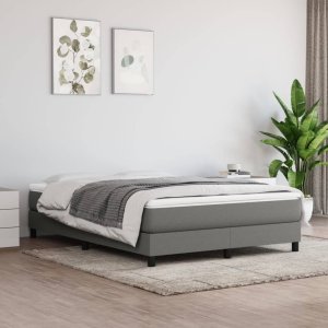 vidaXL VidaXL Box Spring Bed with Mattress Dark Gray 53.9"x74.8" Full Fabric 1