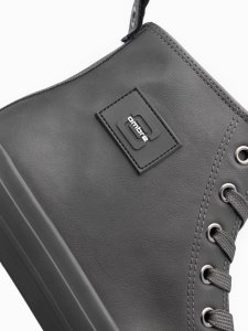Ombre Męskie wysokie buty trampki z ozdobnym noskiem  szare V2 OM-FOTH-0157 45 4