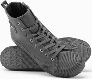 Ombre Męskie wysokie buty trampki z ozdobnym noskiem  szare V2 OM-FOTH-0157 45 6