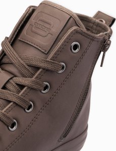 Ombre Wysokie męskie buty trampki z ozdobnym noskiem  brązowy V4 OM-FOTH-0157 45 4