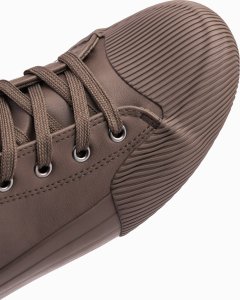 Ombre Wysokie męskie buty trampki z ozdobnym noskiem  brązowy V4 OM-FOTH-0157 45 5