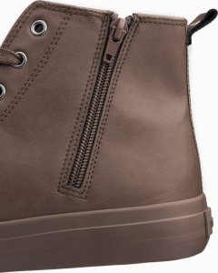 Ombre Wysokie męskie buty trampki z ozdobnym noskiem  brązowy V4 OM-FOTH-0157 45 6