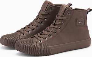 Ombre Wysokie męskie buty trampki z ozdobnym noskiem  brązowy V4 OM-FOTH-0157 45 8