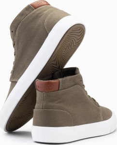 Ombre Męskie buty wysokie trampki z bawełnianego płótna  oliwkowe V4 OM-FOTH-0156 45 6