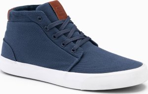 Ombre Męskie wysokie buty trampki z bawełnianego płótna  ciemnoniebieskie V1 OM-FOTH-0156 45 3