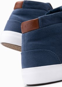 Ombre Męskie wysokie buty trampki z bawełnianego płótna  ciemnoniebieskie V1 OM-FOTH-0156 45 4