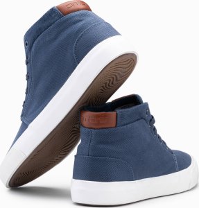 Ombre Męskie wysokie buty trampki z bawełnianego płótna  ciemnoniebieskie V1 OM-FOTH-0156 45 5