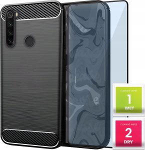 Hello Case Etui do Xiaomi Redmi Note 8T (Czarne, Pancerne, Karbon, Pokrowiec)   SZKŁO 1