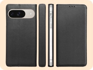 Hello Case ETUI Z KLAPKĄ DO Google Pixel 9 / Pixel 9 Pro CZARNE ZAMYKANE MAGNETYCZNE 6