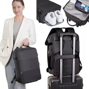 Plecak turystyczny Alogy Plecak na laptopa męski damski podróżny na walizkę bagaż do samolotu pracy szkoły 45x30x20cm Alogy Unisex Czarny 1