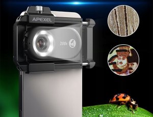 Apexel 3x Obiektyw MIKROSKOP CYFROWY 200x 150x 100x Filtr CPL do Telefonu Telefon / APL-MS3IN1 6