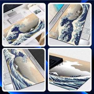 Podkładka Verk Duża podkładka pod mysz klawiaturę na biurko biurowa 80x30 wielka fala Duża podkładka pod mysz klawiaturę na biurko biurowa 80x30 wielka fala 6