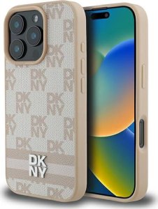 DKNY DKNY DKHCP16LPCPTSSP iPhone 16 Pro 6.3" różowy/pink hardcase Checkered Pattern & Printed Stripes 1