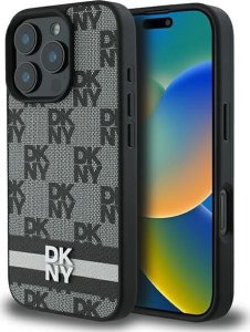 DKNY DKNY DKHCP16LPCPTSSK iPhone 16 Pro 6.3"  czarny/black hardcase Checkered Pattern & Printed Stripes 1