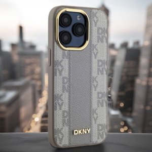 DKNY DKNY DKHMP15LPCPVSLE iPhone 15 Pro 6.1" beżowy/beige hardcase Leather Checkered Mono Pattern MagSafe 8