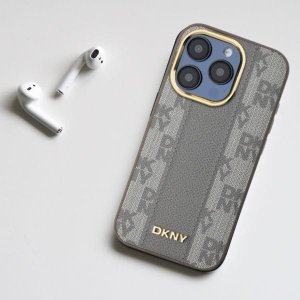 DKNY DKNY DKHMP15LPCPVSLE iPhone 15 Pro 6.1" beżowy/beige hardcase Leather Checkered Mono Pattern MagSafe 9