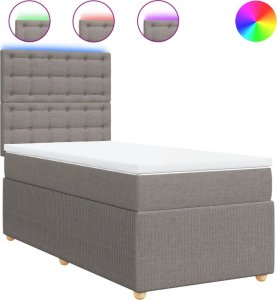 vidaXL vidaXL Łóżko kontynentalne z materacem, taupe, tkanina, 80x200 cm 2