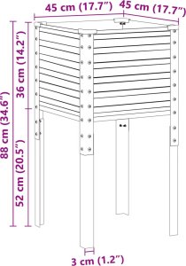 vidaXL vidaXL Donica ogrodowa, szara, 45x45x88 cm, stal 8