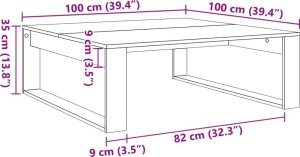 vidaXL vidaXL Stolik kawowy, kolor starego drewna, 100x100x35 cm 9