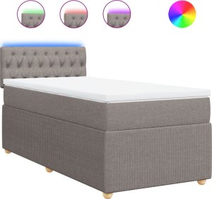 vidaXL vidaXL Łóżko kontynentalne z materacem, taupe, tkanina, 80x200 cm 2