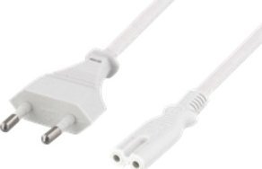 Kabel zasilający Deltaco Unearthed power cable, CEE 7/16 to IEC 60320 C7, 5m, white 1