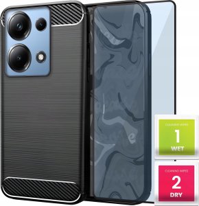 Hello Case Etui do Redmi Note 13 Pro 4G / Poco M6 Pro (Czarne, Pancerne)   SZKŁO 1