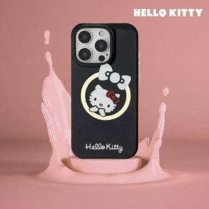 Hello Kitty HKHMP16SHFLBK iPhone 16 6.1" black/black hardcase IML Fun bow Magsafe 3