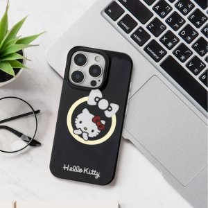 Hello Kitty HKHMP16SHFLBK iPhone 16 6.1" black/black hardcase IML Fun bow Magsafe 4