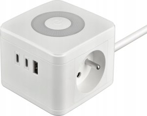 Viking Viking síťový adaptér YC23L, 2x 230 V, 1x USB-A, 2x USB-C, dotykové světlo, délka 1,4 m, bílá 1